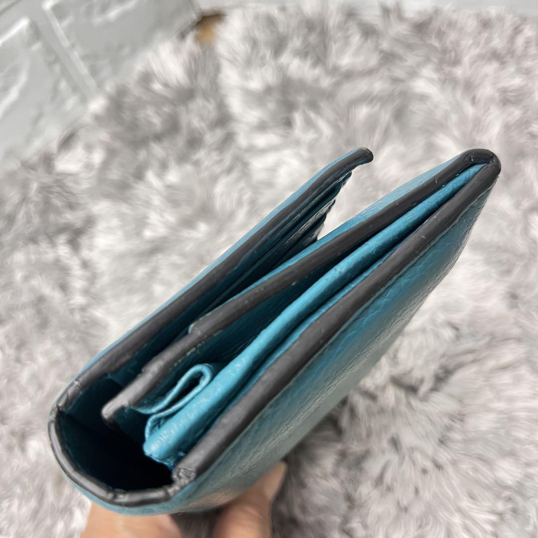 良品✨GUCCI 長財布　インターロッキング　ターコイズ　メンズ　フラップ