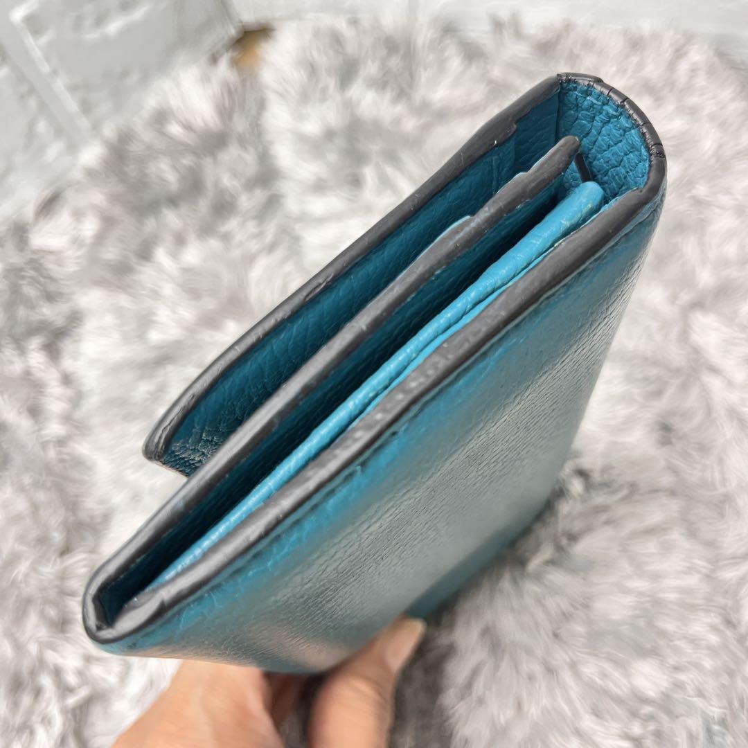 良品✨GUCCI 長財布 インターロッキング ターコイズ メンズ