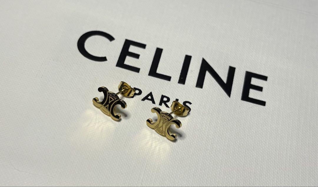 CELINE ゴールドロゴピアス CELINE [正規ラッピング済] セリーヌ ピアス トリオンフ