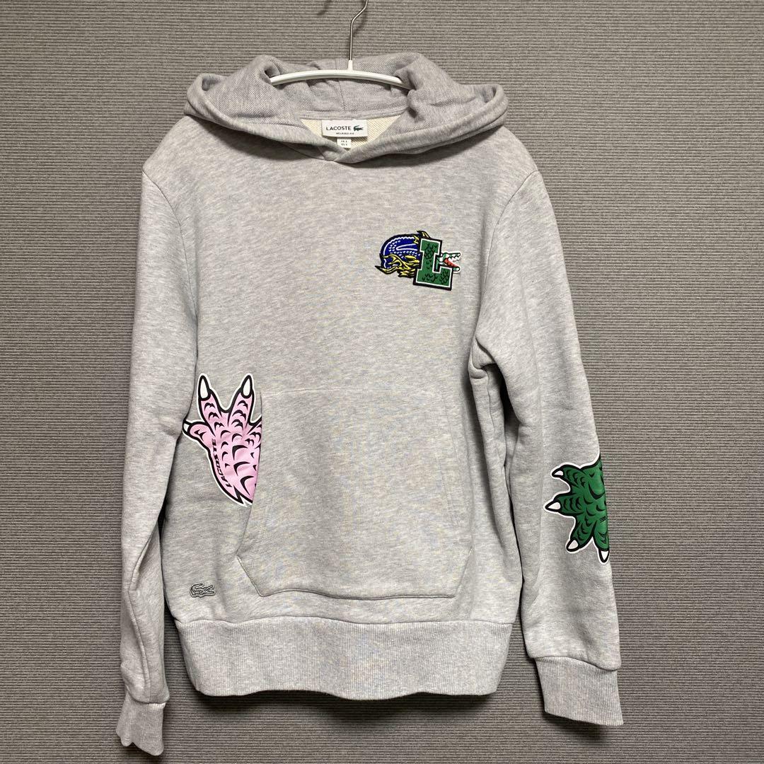 LACOSTE スウェットパーカー グラフィック　グレー