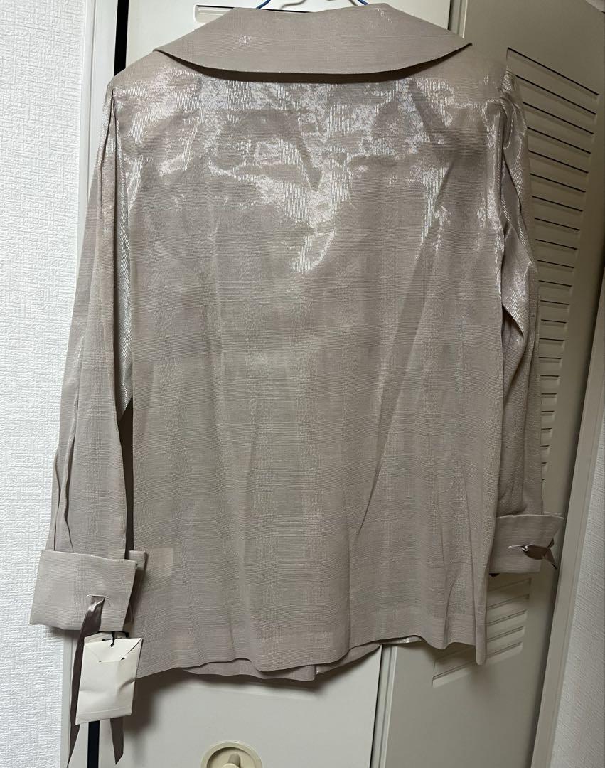 新品タグ付き M'S GRACY リボン付きブラウス 上品 光沢 セーラー