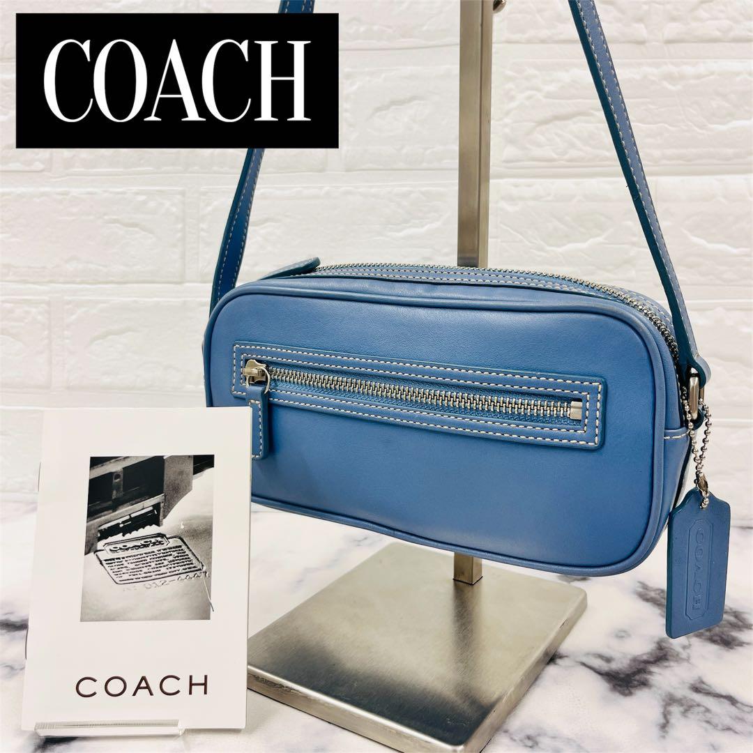 コーチ ショルダーバッグ カメラバッグ レザー ブルーCOACH
