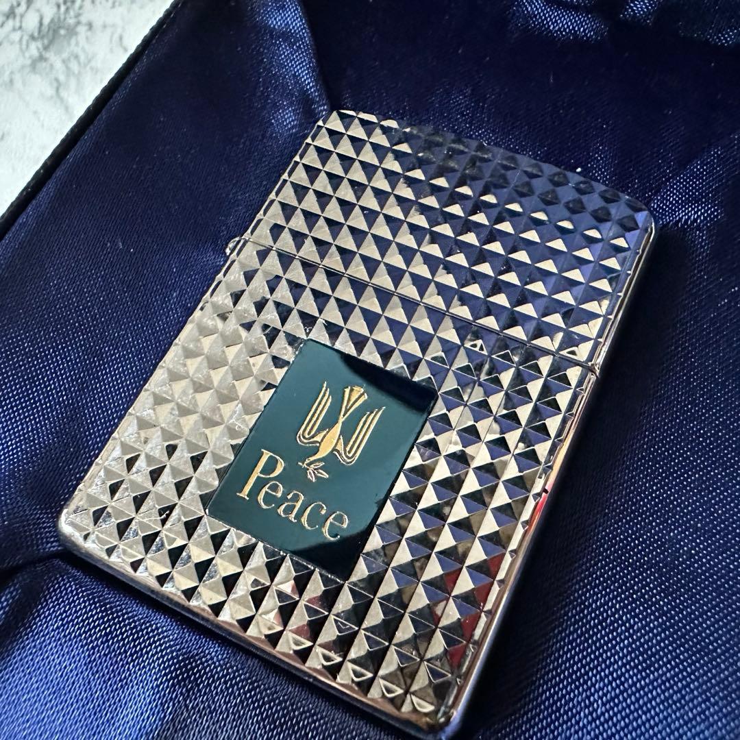 ZIPPO ARMORE PEACE ピース ダイヤカット ブルーチタンプレート