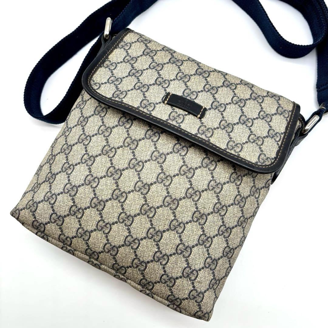 美品✨ GUCCI GG スプリーム PVC ショルダーバッグ サコッシュ 青