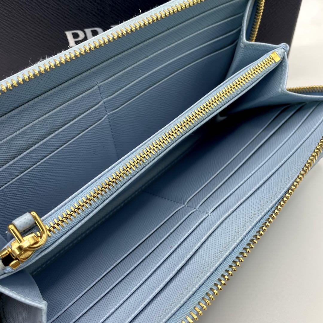 PRADA プラダ　サフィアーノレザー 長財布 ライトブルー
