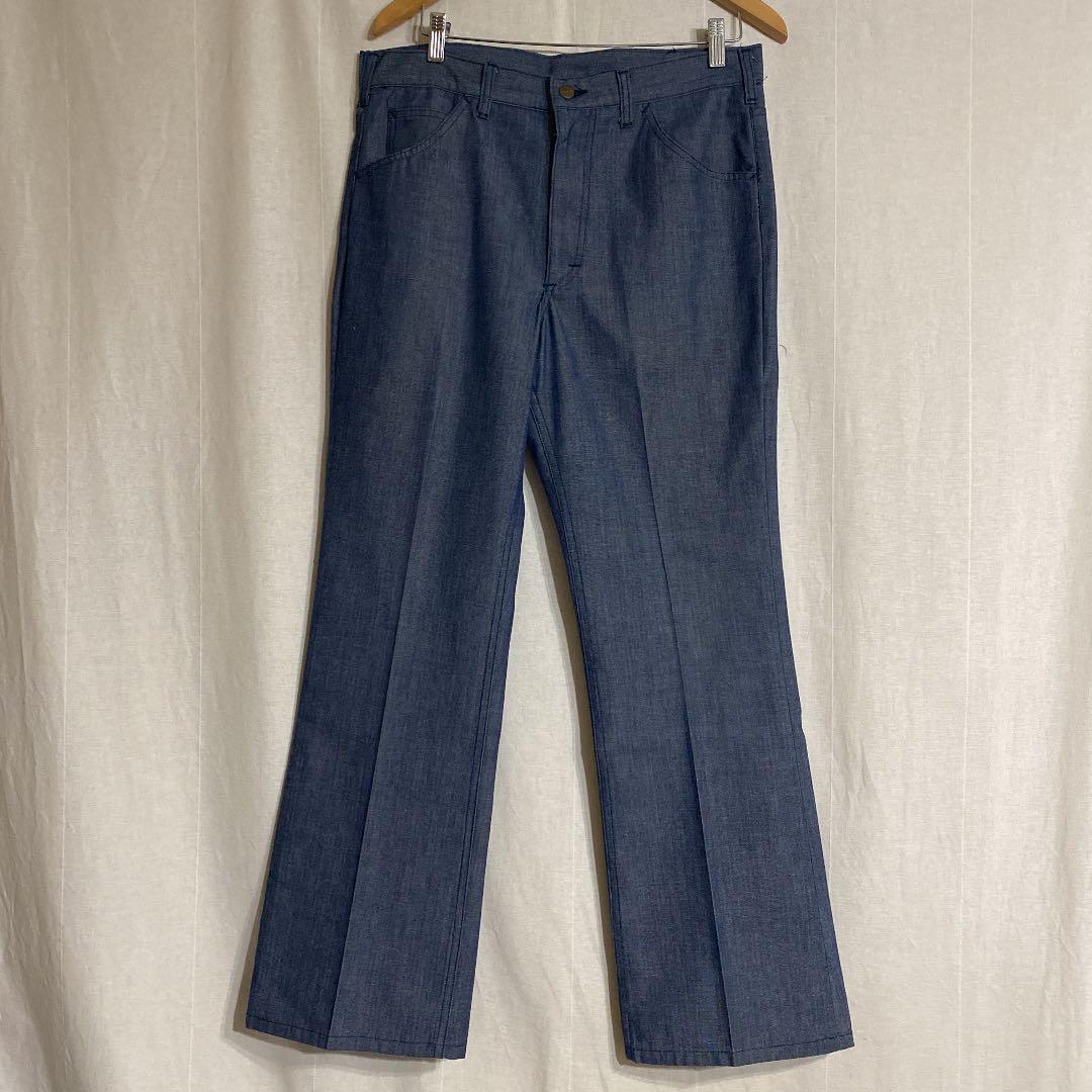 70's ビンテージ Lee ブーツカット シャンブレー パンツ w34