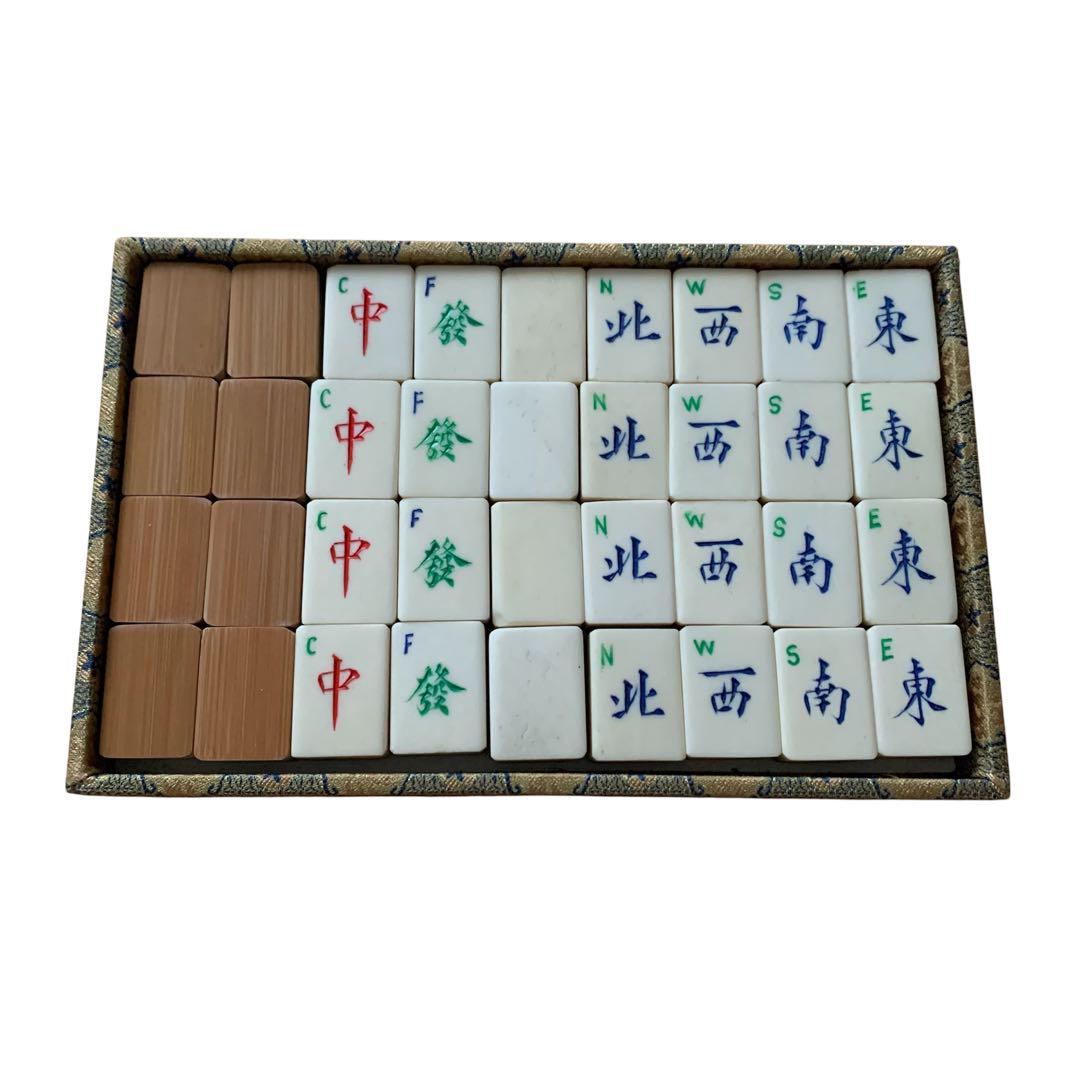 時代物 骨面竹背麻雀牌 竹背 骨牌 アンティーク 骨董マージャン