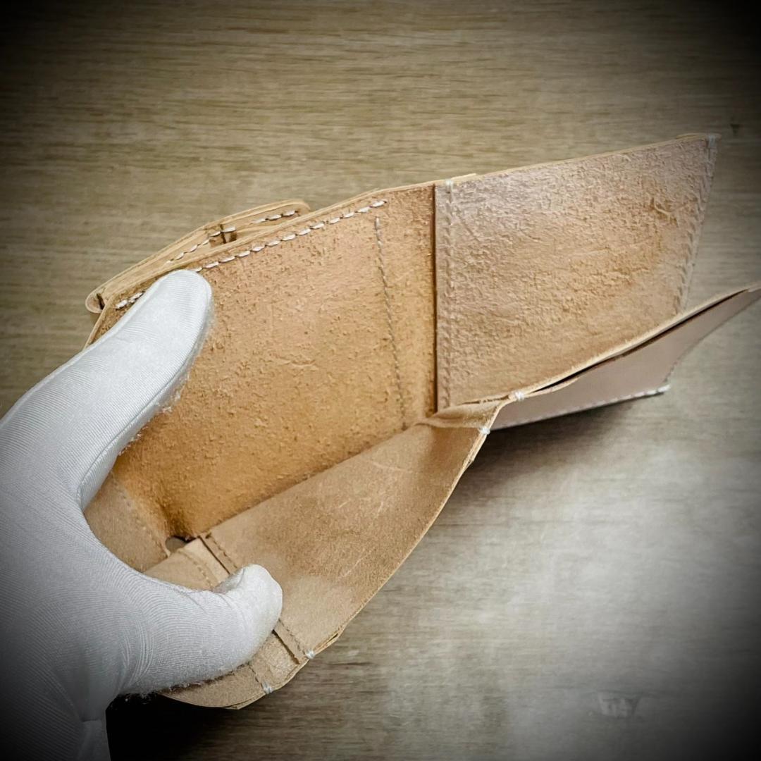 総手縫い メンズ財布 ミニ財布 小さい財布 本革 ハンドメイド ナチュラル
