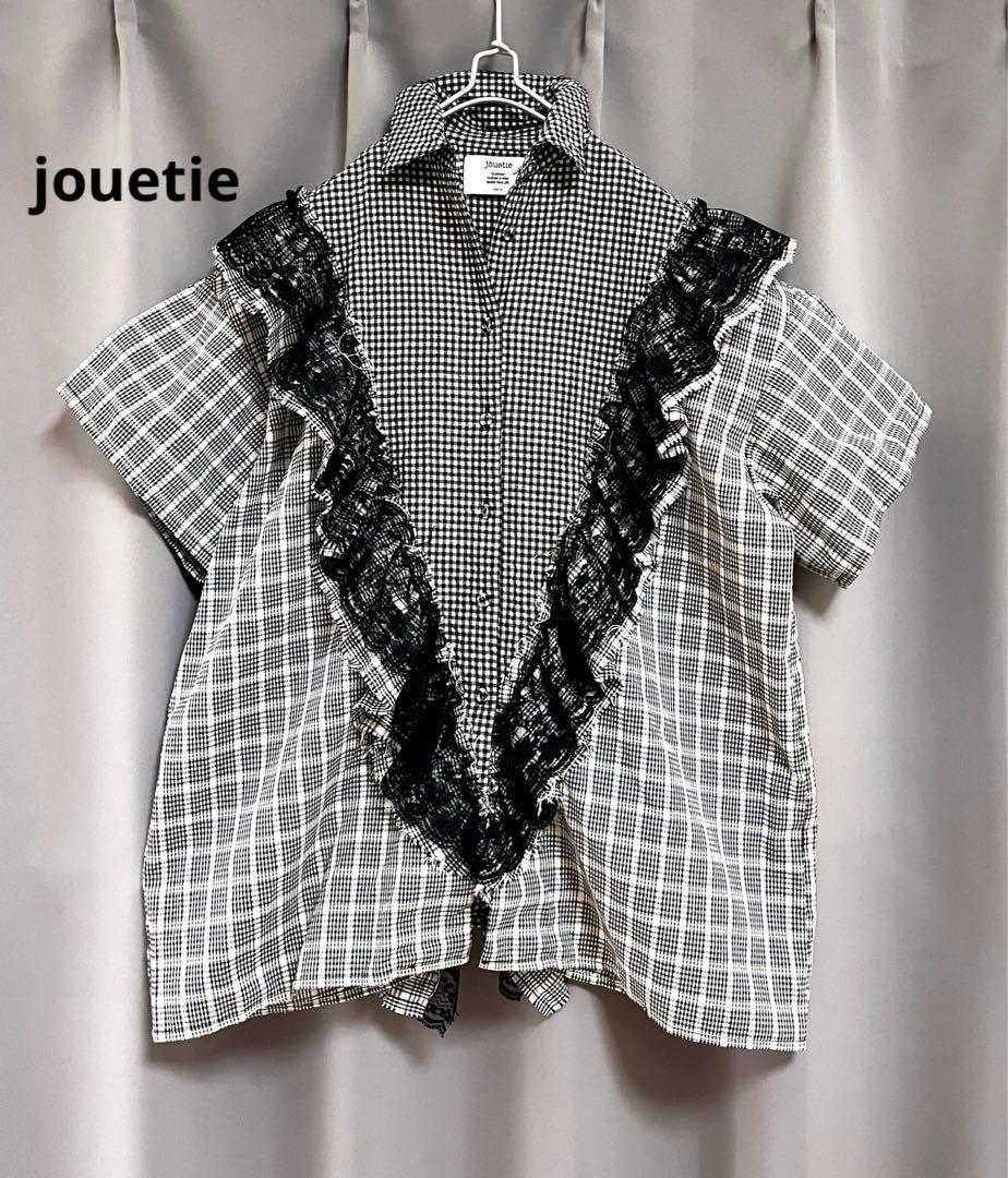 jouetie 異素材フリルギンガムチェックシャツ