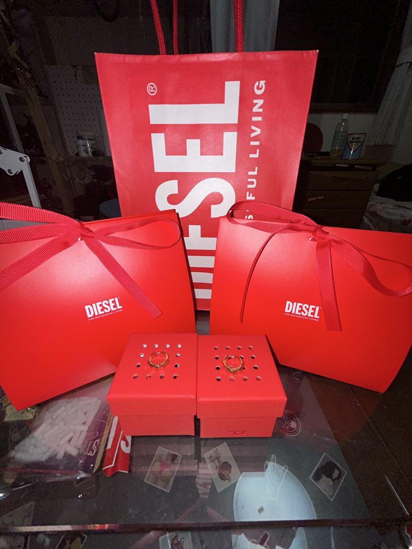 DIESEL ゴールド フープピアス 両耳