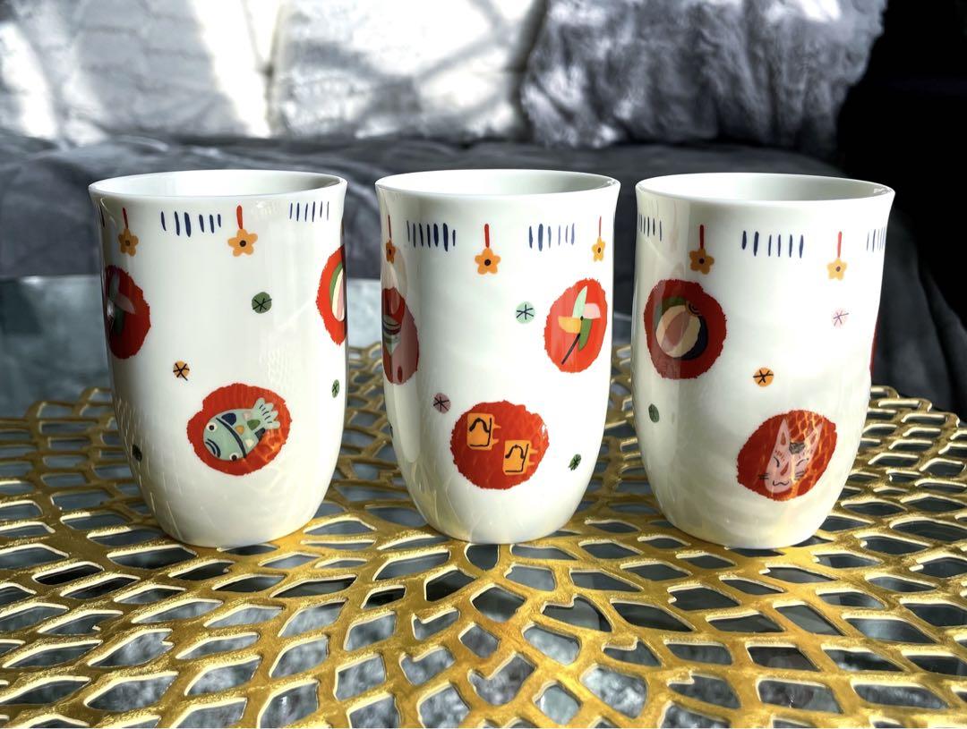 かとうしんじ 吉祥 和柄 湯呑み 陶器製 ３個セット