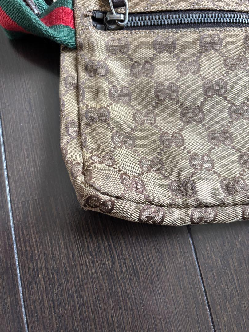 GUCCI ボディバッグ GGキャンバス シェリーライン レザー