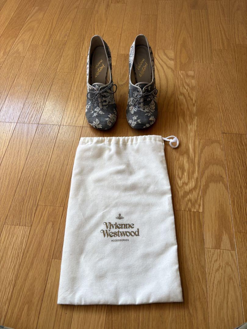 vivienne westwood 花柄 グレー 高ヒールパンプス