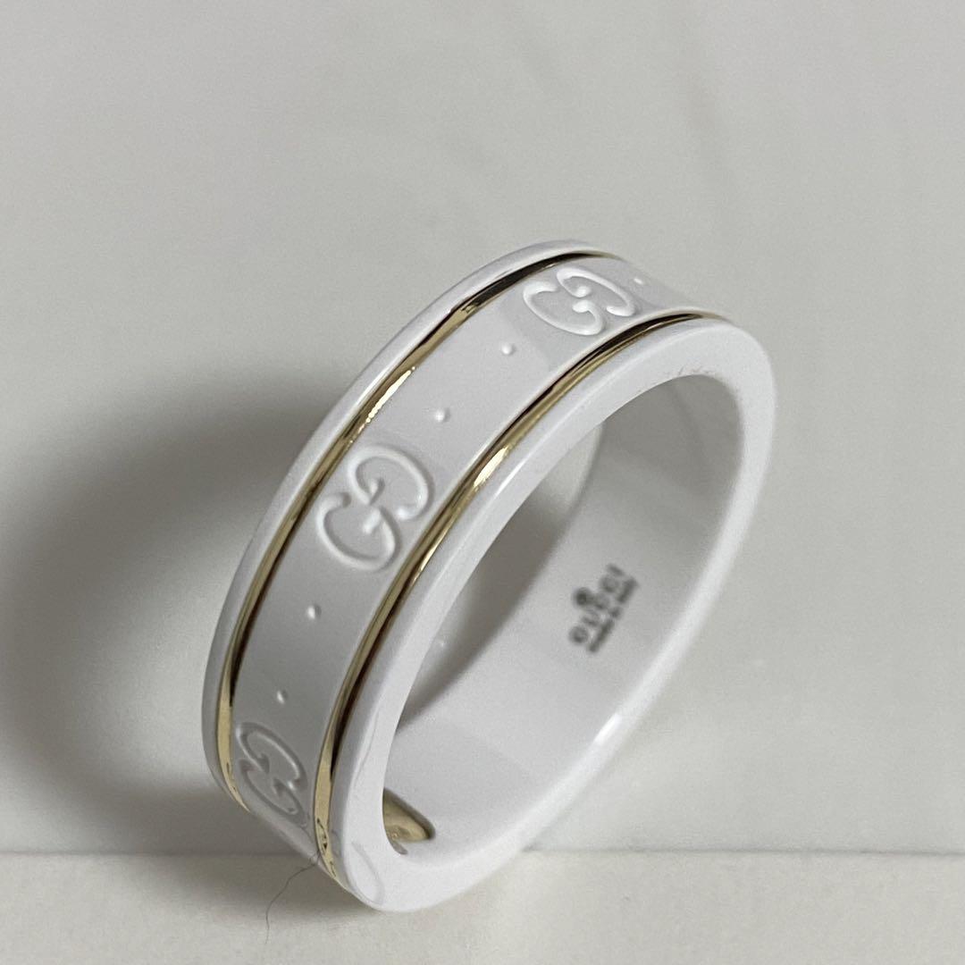 GUCCI 新品同様品　K18×WHセラミックICONリング　AU750 23号