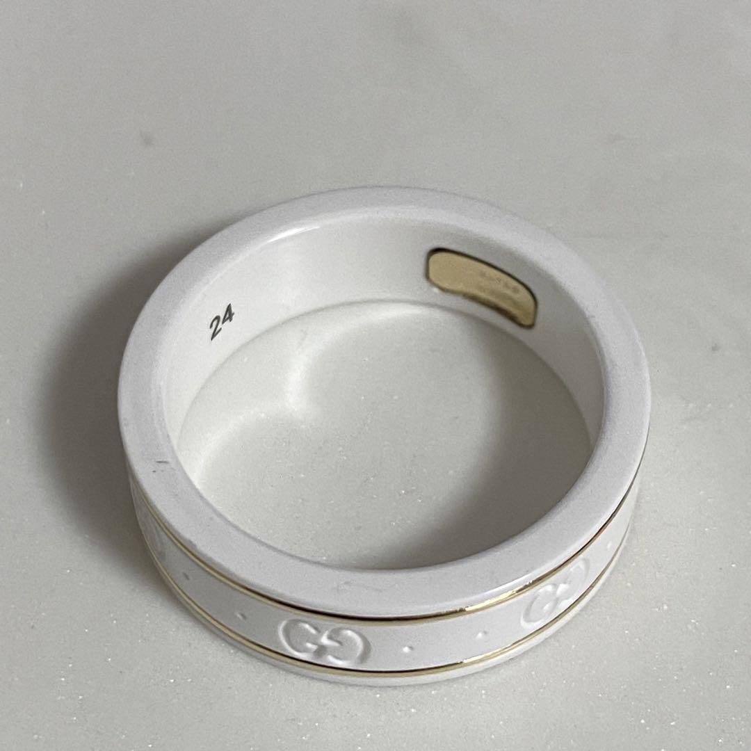 GUCCI 新品同様品　K18×WHセラミックICONリング　AU750 23号