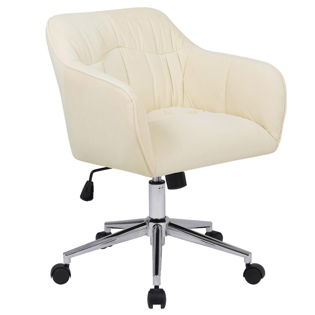 ベージュデスクチェアオフィスチェア肘付在宅ワーク学習かわいい静音キャスター