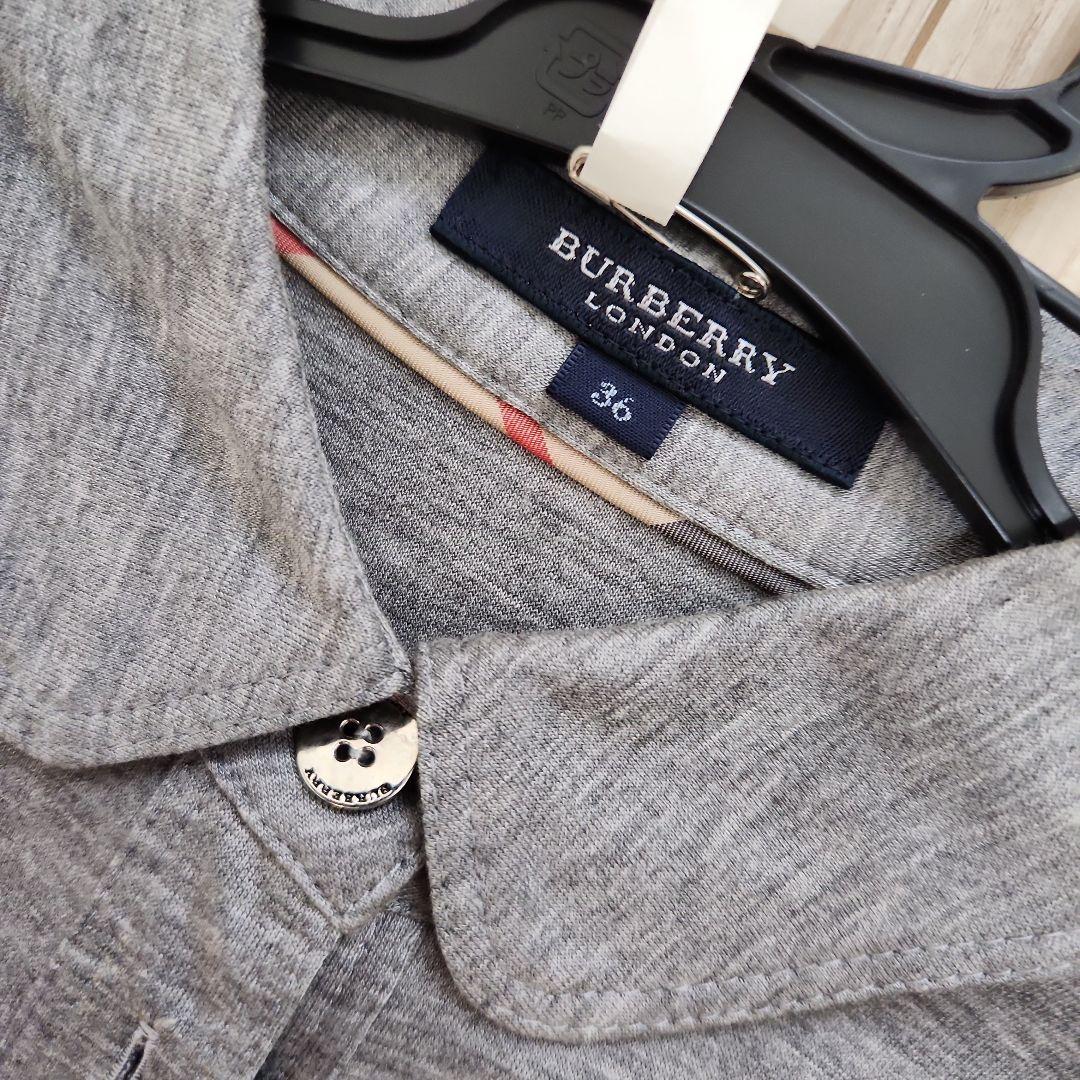 クリーニング済☆美品BURBERRY Londonグレー シャツワンピース 36