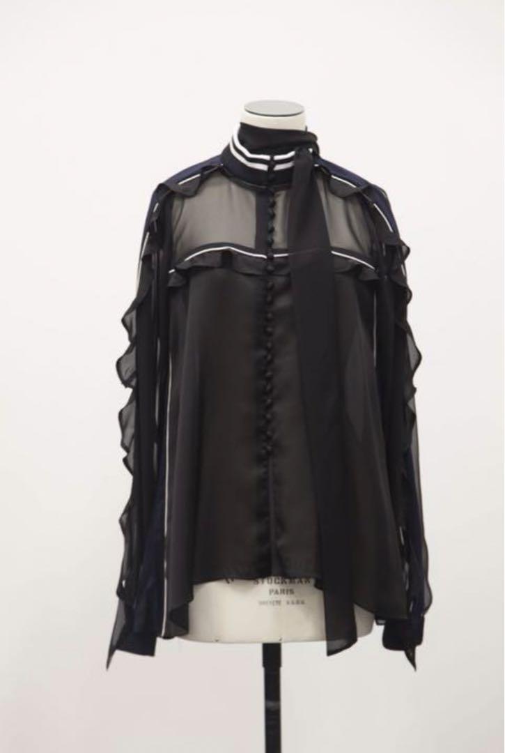 楽天 送料無料にならない sacai シースルー ブラウス ライン シャツ/ブラウス(長袖/七分)