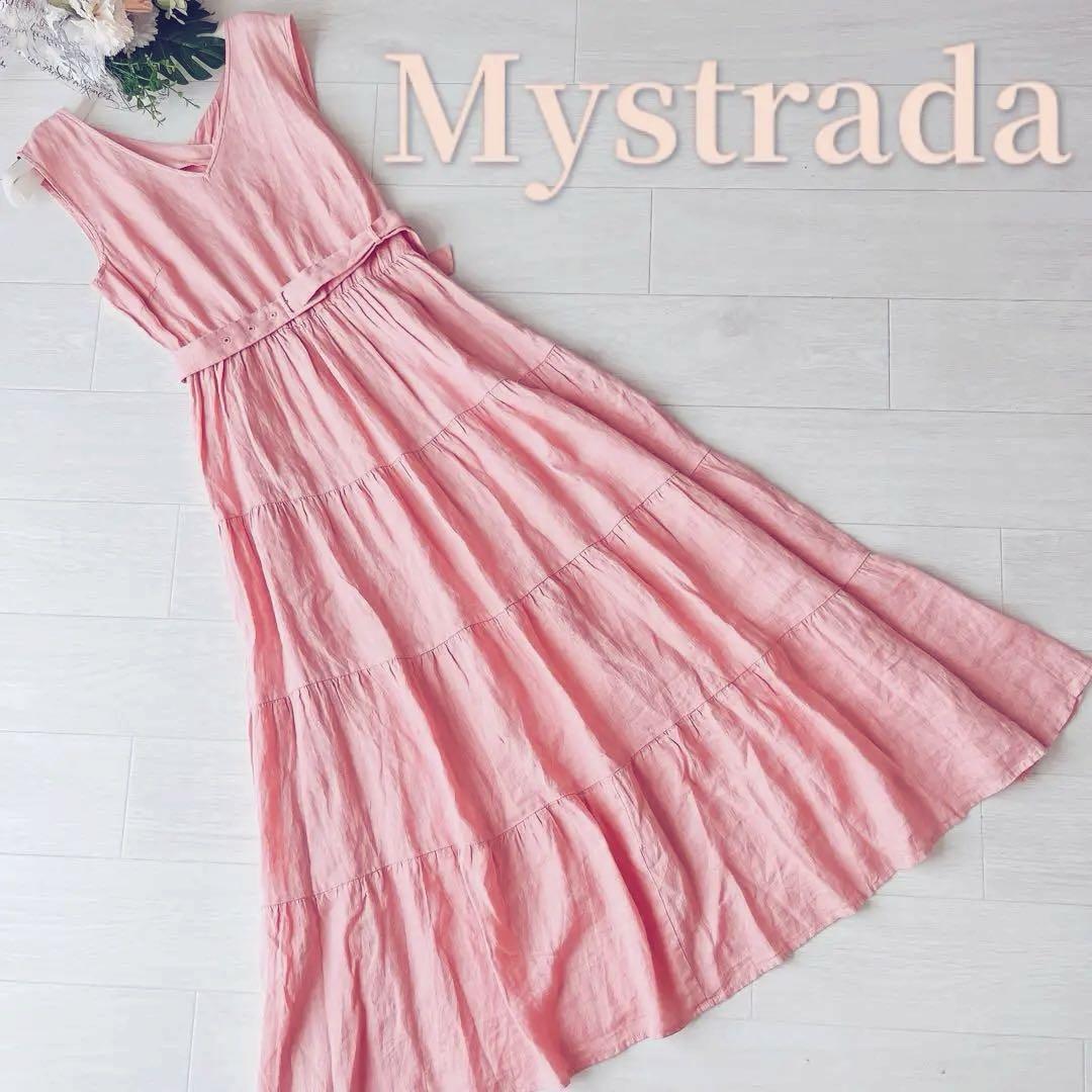 Mystrada ティアードリネンワンピース フレア Aライン ノースリーブ
