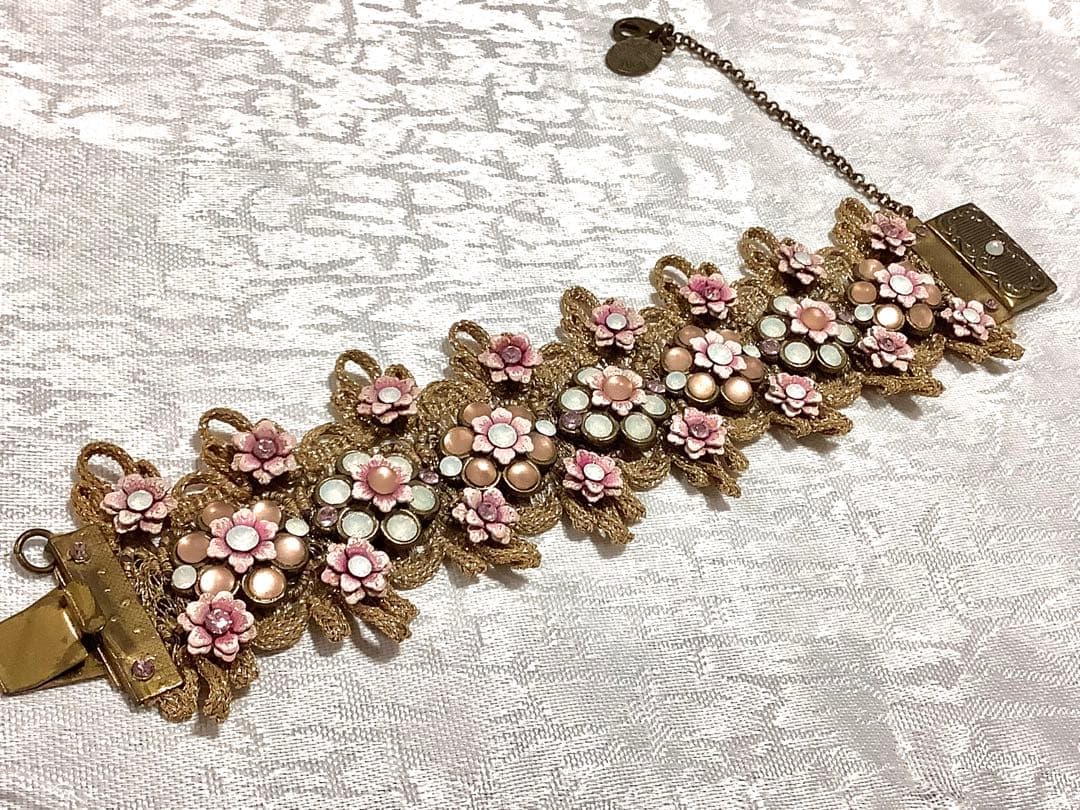 ミハエルネグリン・ブレスレットアンティーク未使用超美品・いぶし金色&ピンク系 ミハエルネグリン・ブレスレットアンティーク未使用超美品・いぶし金色&ピンク系