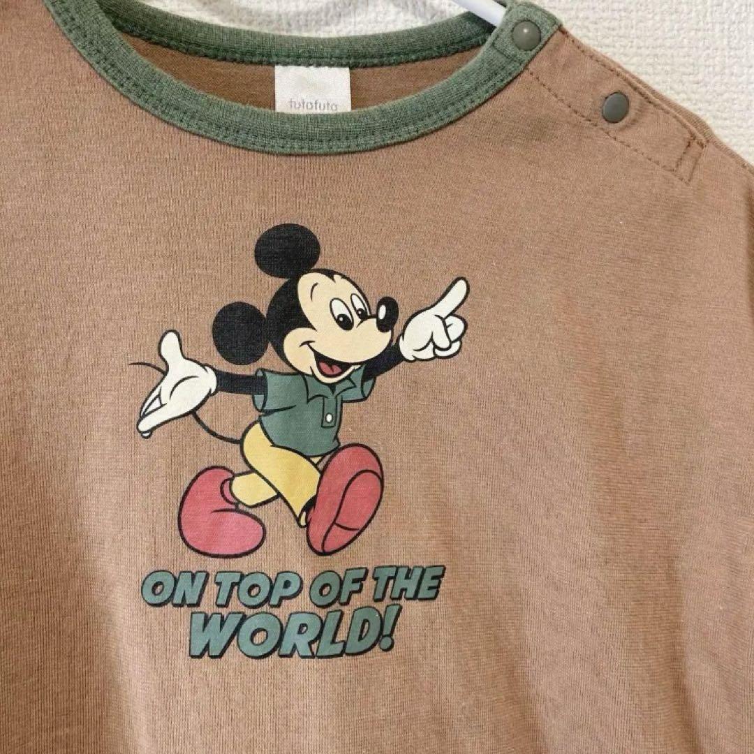 フタフタ ディズニー ミッキー レトロ プリント 半袖Tシャツ 90