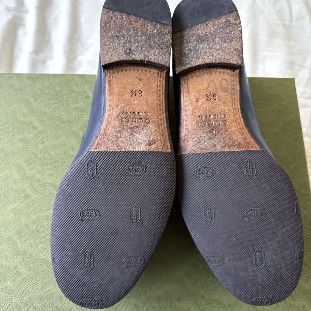Gucci 1953 レザー ローファー ネイビー ゴールド金具 8 1/2