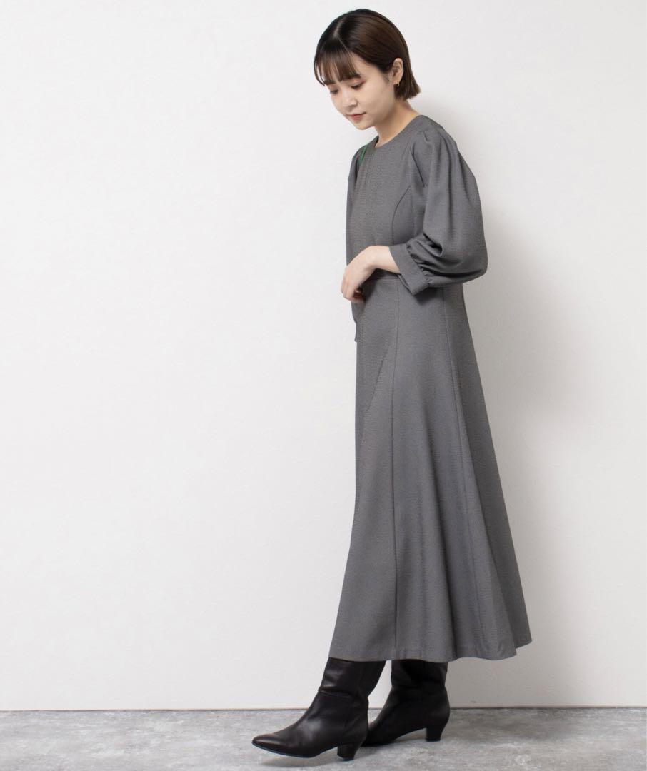 ◆美品◆ ノーリーズ ◆ウールワンピース◆　ウール100％　ノーカラー　ティアード　38・9号・M