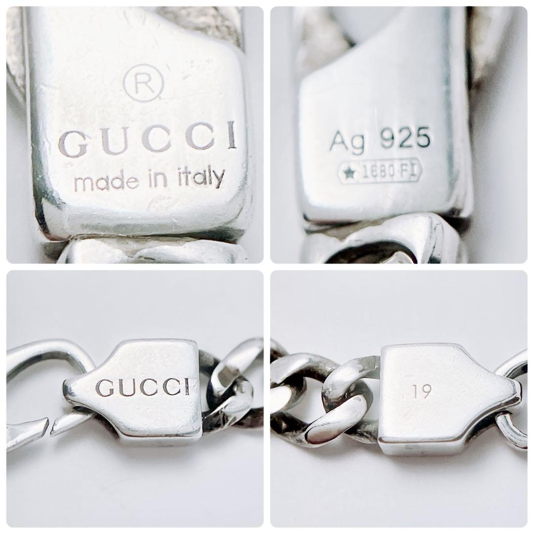 19洗浄済＊グッチ GUCCI 925 ブレスレット シルバー メンズ ER36 19洗浄済 グッチ GUCCI 925 ブレスレット シルバー メンズON374