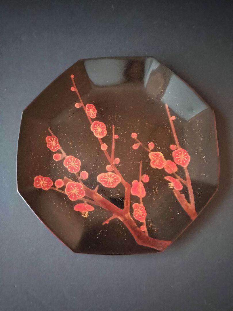 漆器 八角形 盆 梅の花