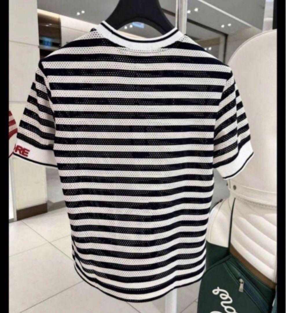 ジーフォア ゴルフ レディース トップス 半袖 Tシャツ ストライプ 黒
