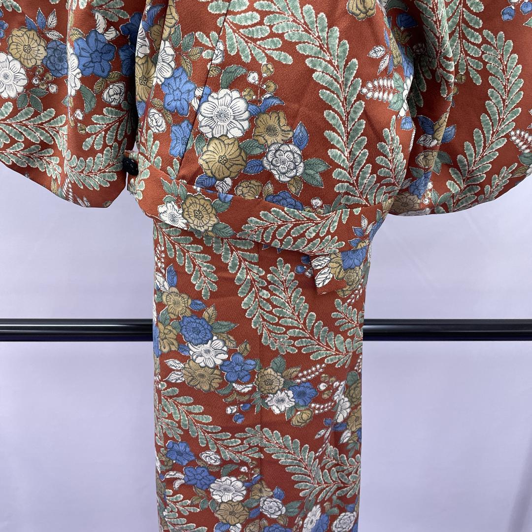 ★3283★ 二部式着物 袷 ポリエステル 巻きスカート 辻が花風