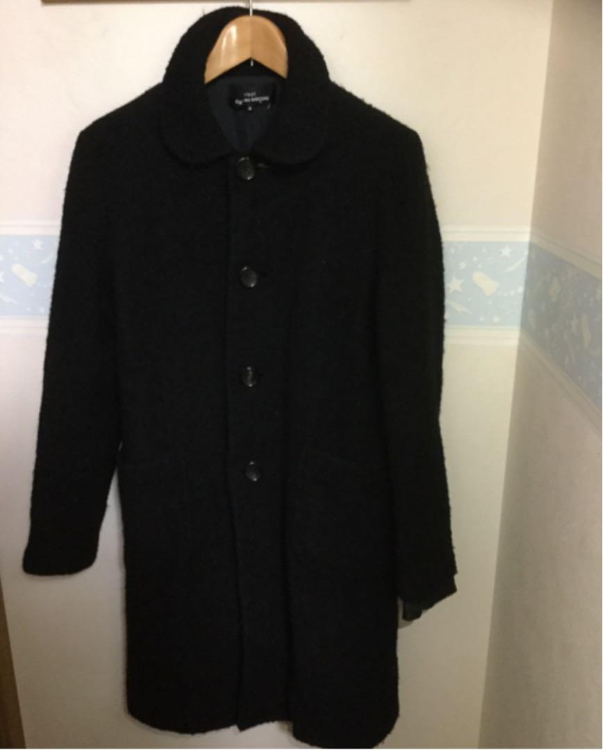 m-070tricot COMMEdesGARCONSコート黒 Black Comme Des Garçons ダメージ ダブルコート | ブラック