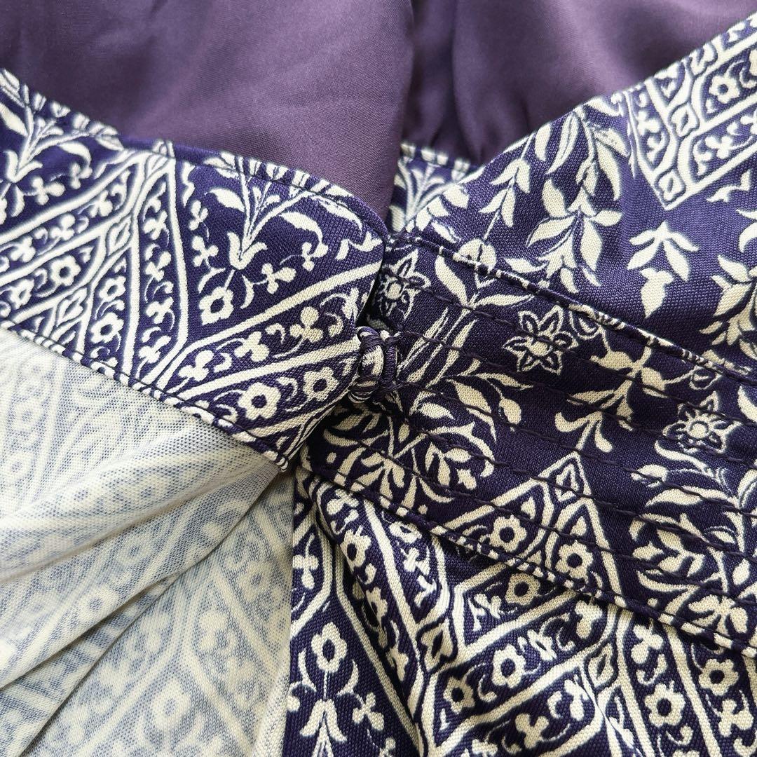 トリーバーチ★美品★カシュクールドレス★シルク混紡★ストレッチ★ボタニカル柄★紫