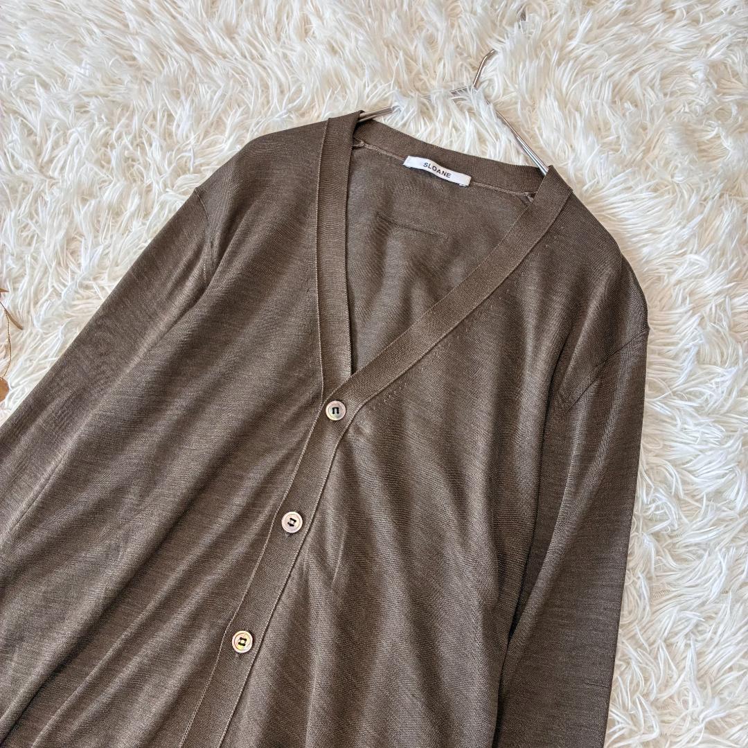 美品　SLOANE スローン♡18G天竺シルクVカーディガン　2 オーバーサイズ 美品 SLOANE スローン♡18G天竺シルクVカーディガン 2 オーバー