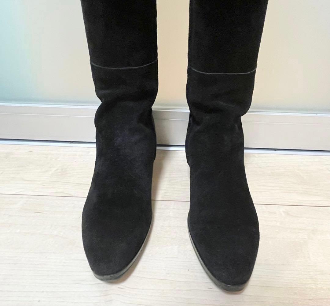 ジュゼッペザノッティ ニーハイロングブーツ スエード ブラック イタリア製 ジュゼッペザノッティ ニーハイロングブーツ スエード ブラック イタリア製