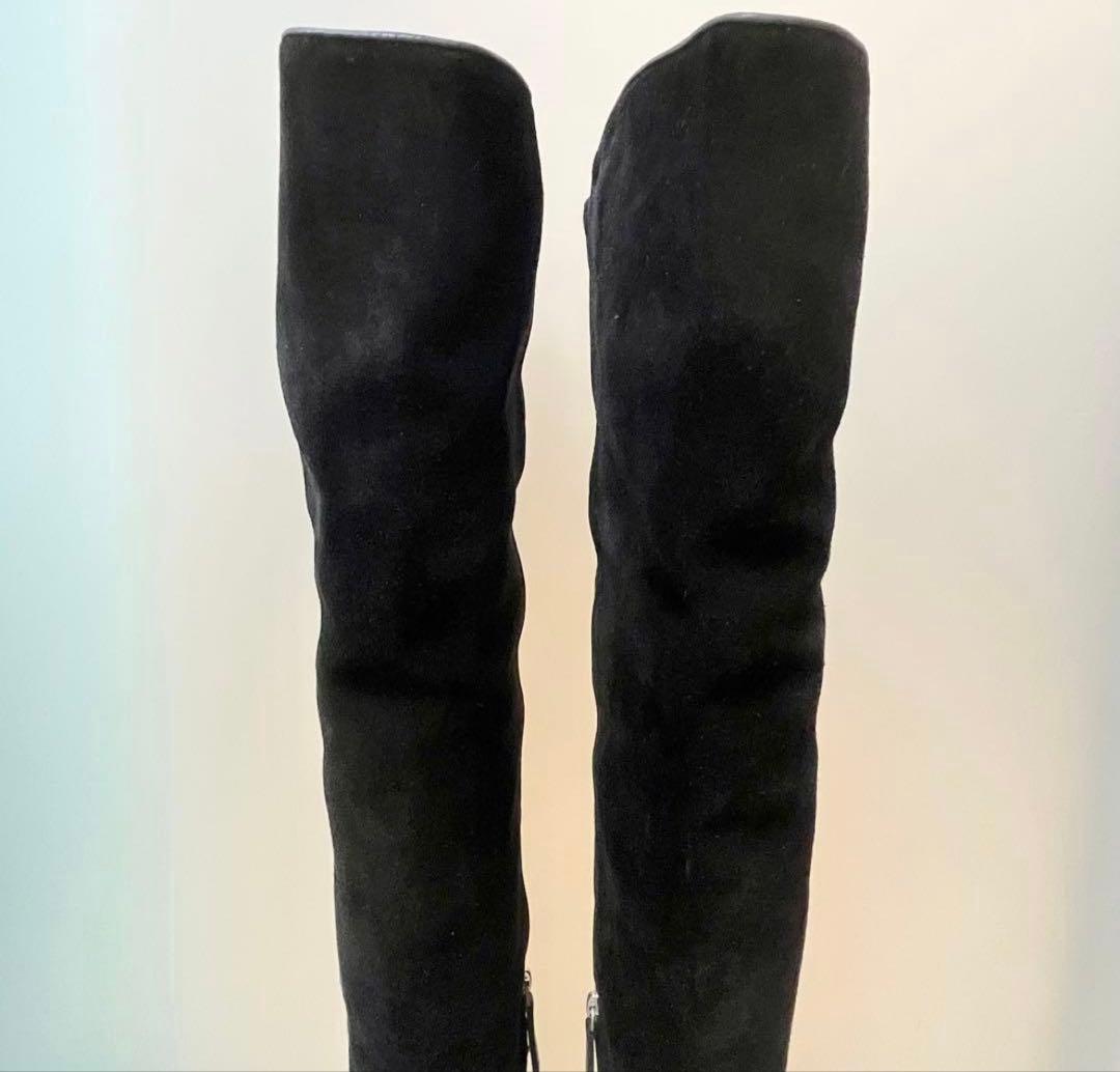 ジュゼッペザノッティ ニーハイロングブーツ スエード ブラック イタリア製 ジュゼッペザノッティ ニーハイロングブーツ スエード ブラック イタリア製