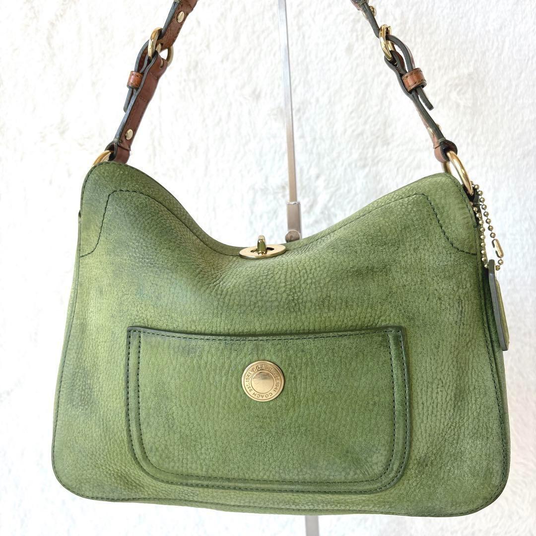 COACH shoulderbag green turnlock nubuck COACH shoulderbag green turnlock nubuck