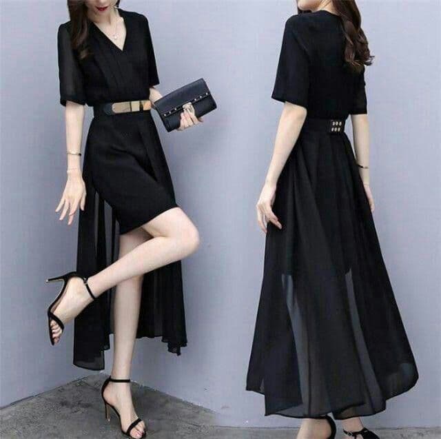 メルカリ マキシワンピース 無地 フレア袖 ワンピース シフォン ワンピース 膝丈 夏 ロングワンピース 4 000 中古や未使用のフリマ