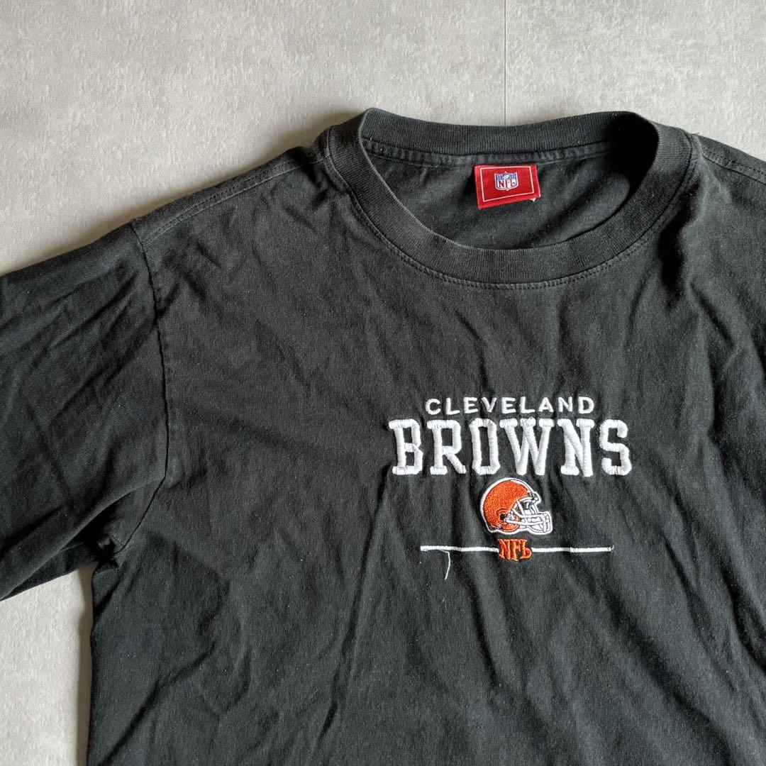 90s US古着 NFL クリーブランド ブラウンズ 刺繍ロゴ ゲーム Tシャツ