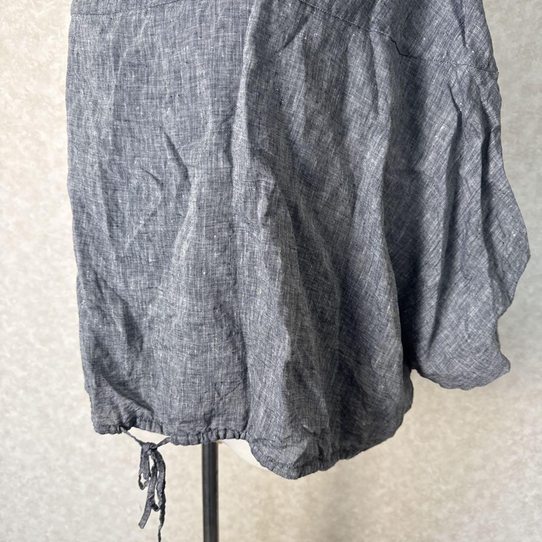 大特価放出！ BEARDSLEY 麻 ポンチョ 背中開き グレー ブラウス ビアズリー トップス