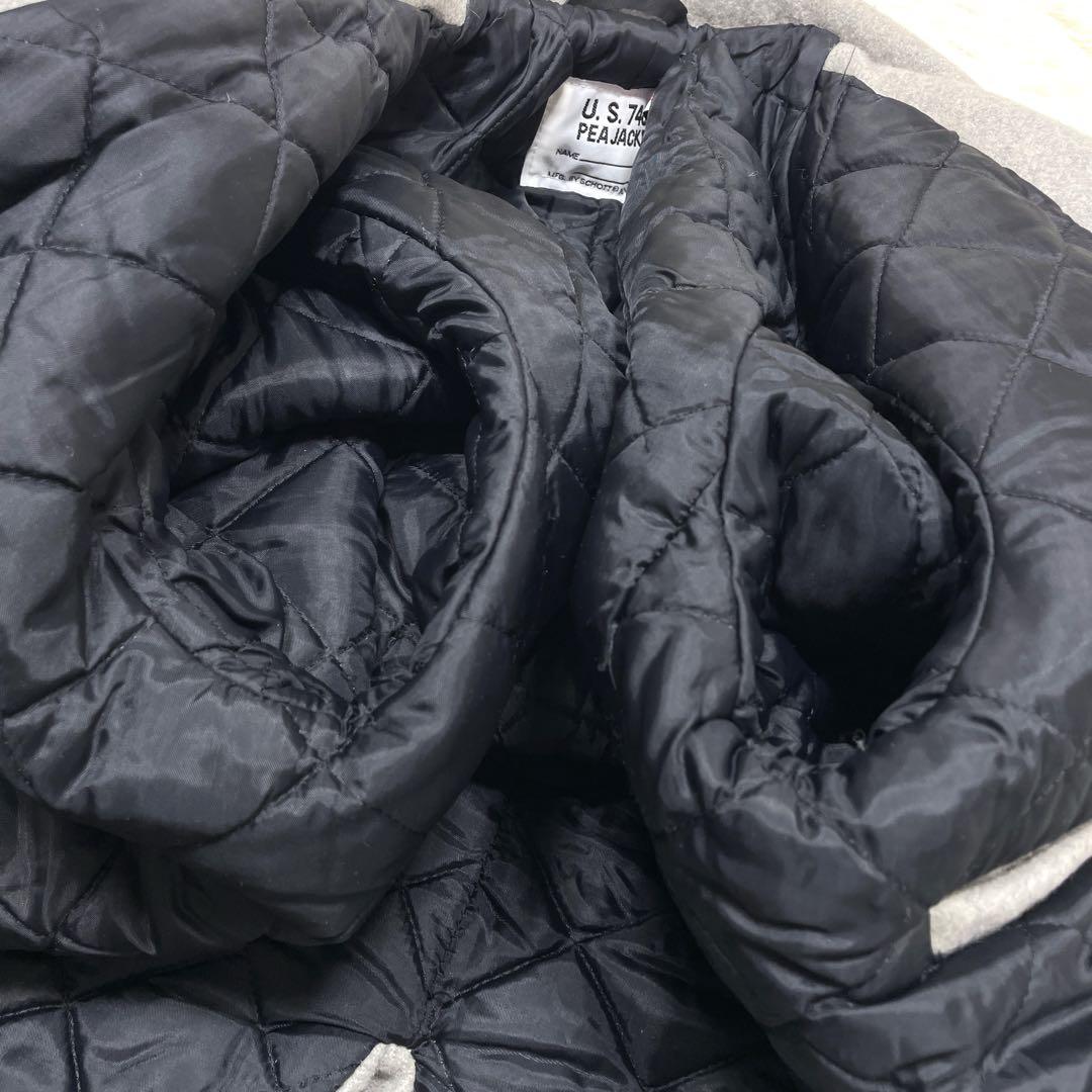 極美品　ショット　Pコート　ダブル　キルティング　アメリカ製　グレー　Lサイズ
