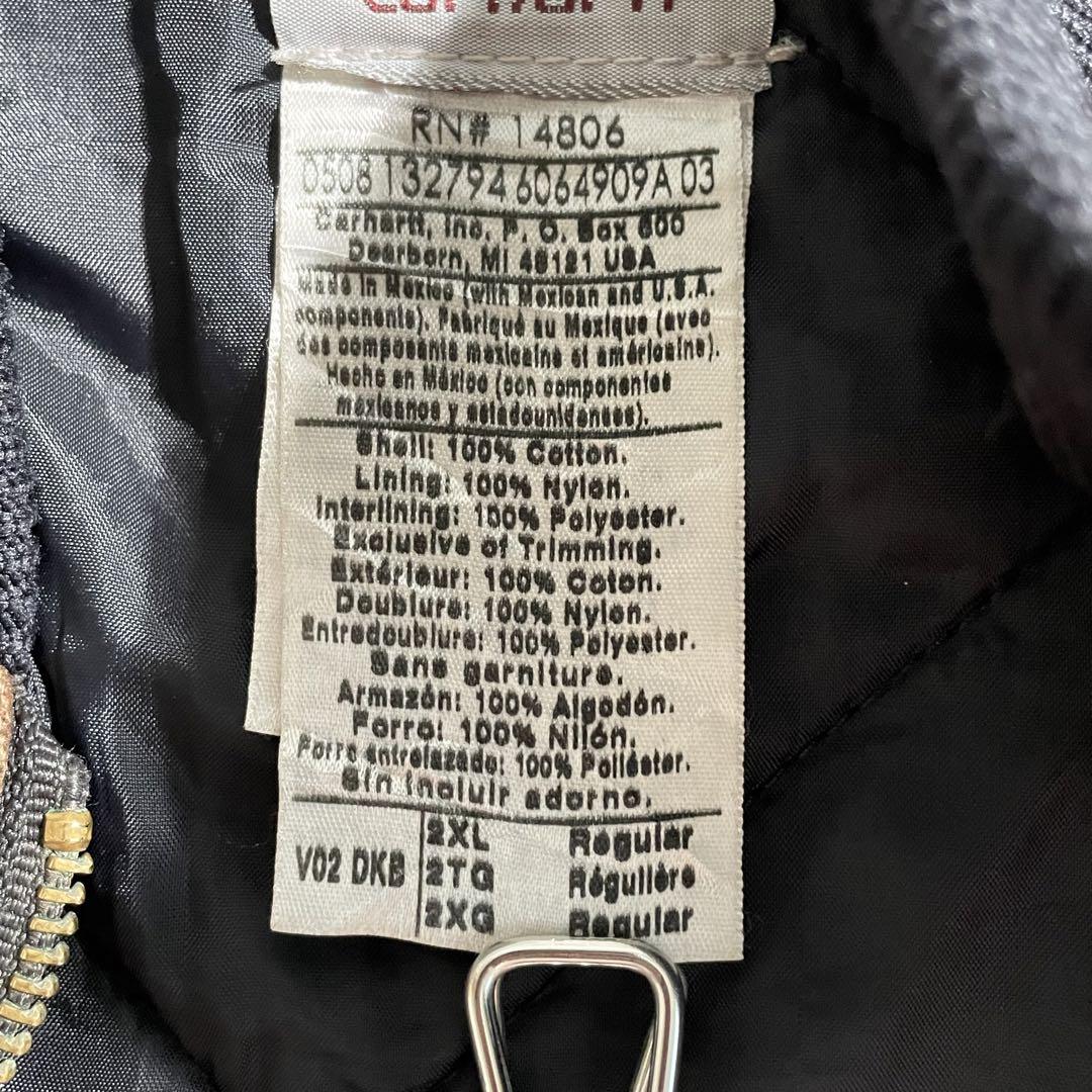 カーハート　ダックベスト　キルティング　中綿　2XL　メキシコ製　ダークブラウン