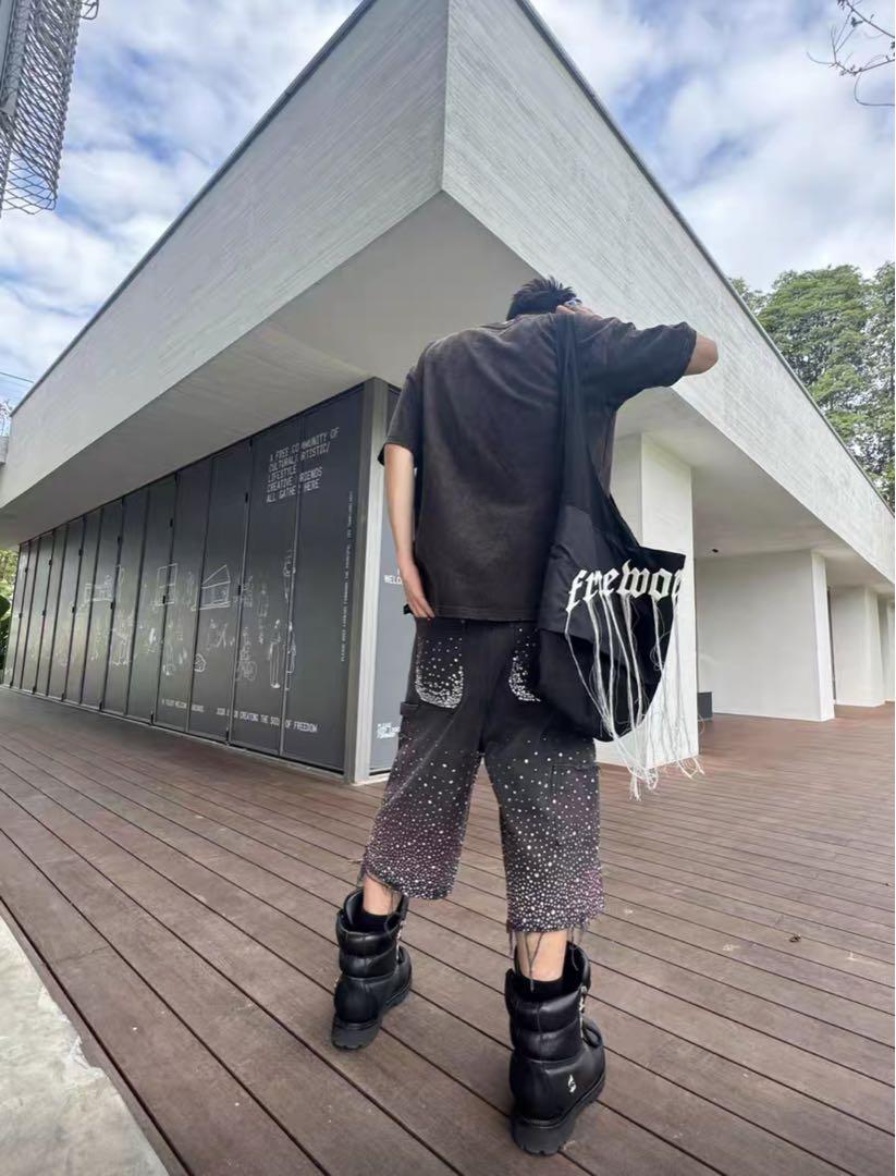 ラインストーンハーフパンツ　y2k opium