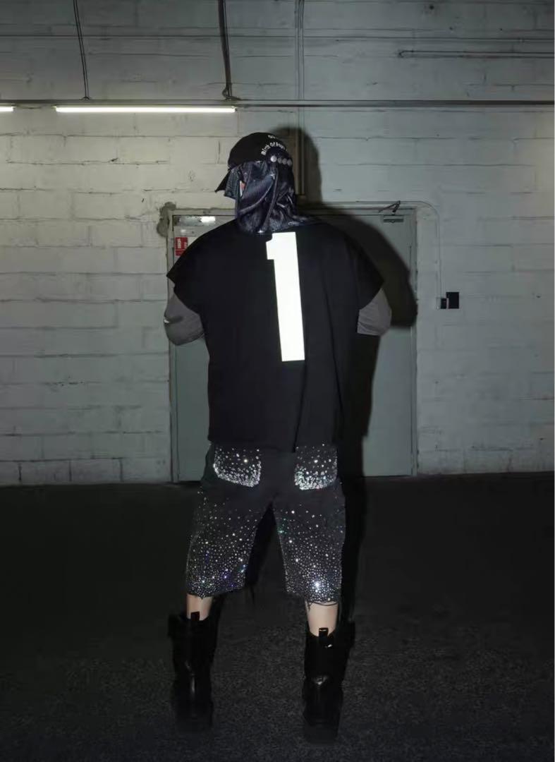 ラインストーンハーフパンツ　y2k opium