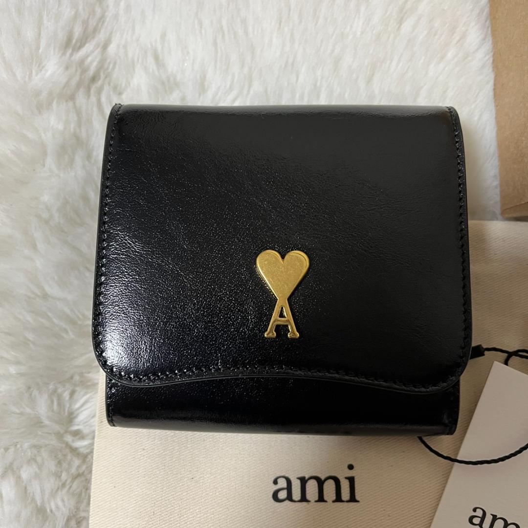 匿名配送★AMI PARIS（アミ パリス）パリ パリ レザー 二つ折り財布