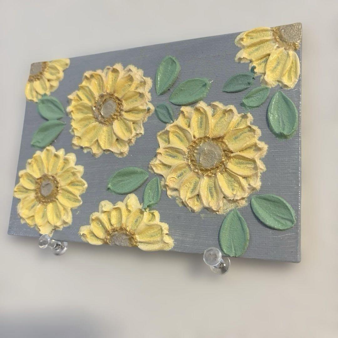 テクスチャーアート アクリル画 現代アート 花の絵 ひまわり