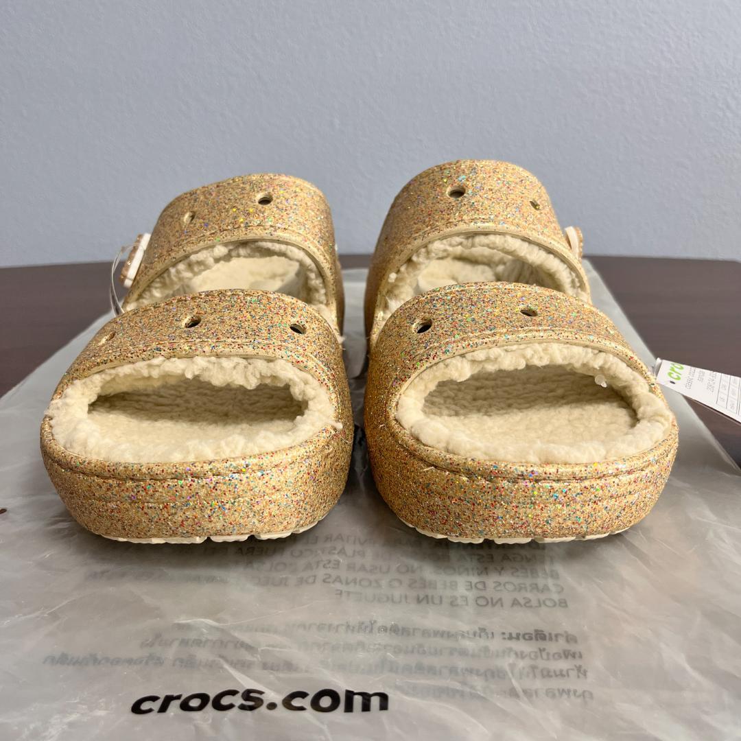 クロックス☆クラシックコージーグリッターサンダル 27cm ゴールド