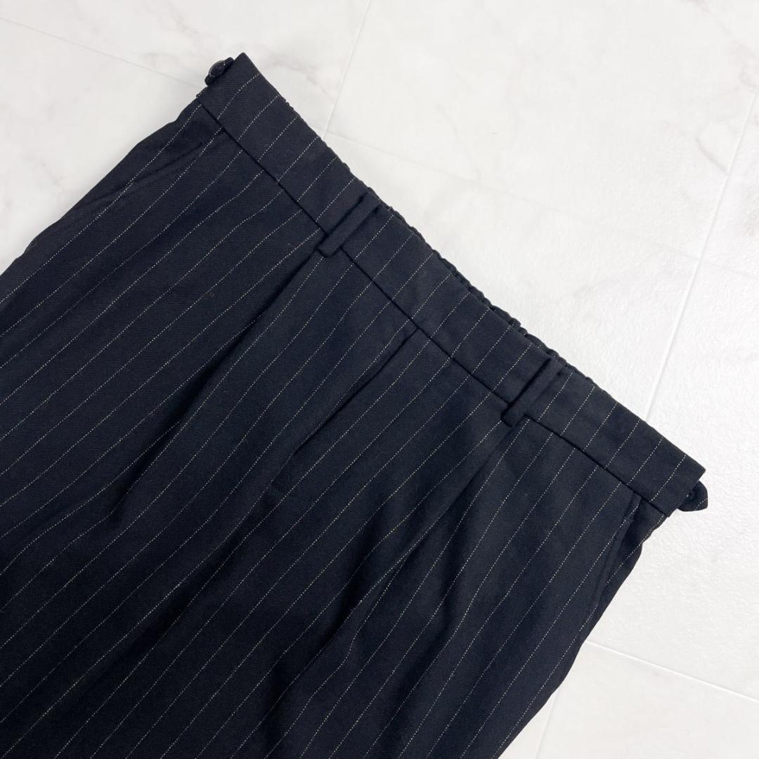 新品 vince ピンストライプワイドスラックス 黒 サイズXL*CD299