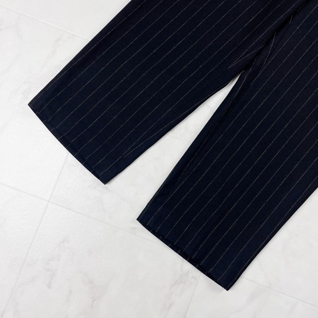 新品 vince ピンストライプワイドスラックス 黒 サイズXL*CD299