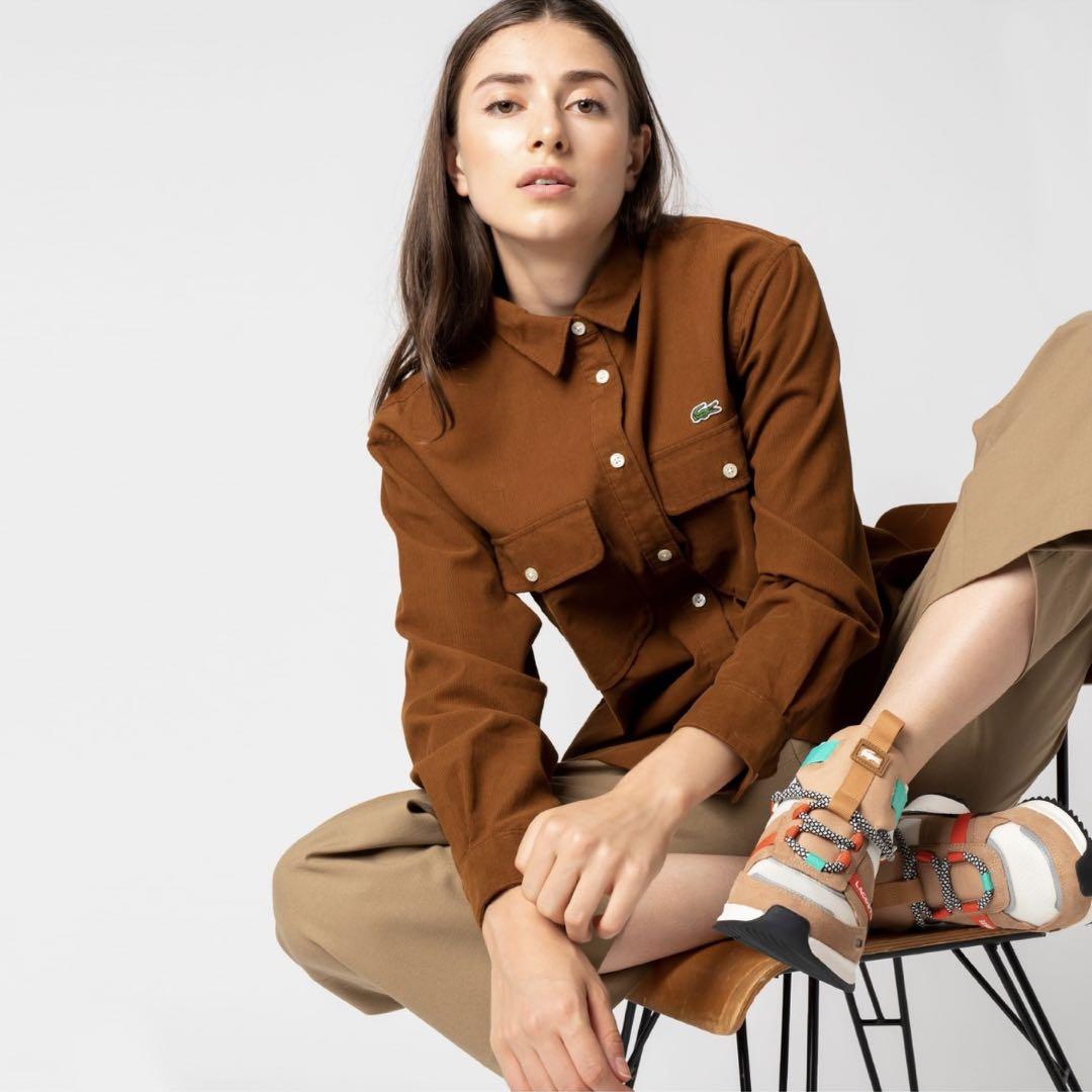 ⁑LACOSTE ウォッシュドコーデュロイシャツ ブラウン